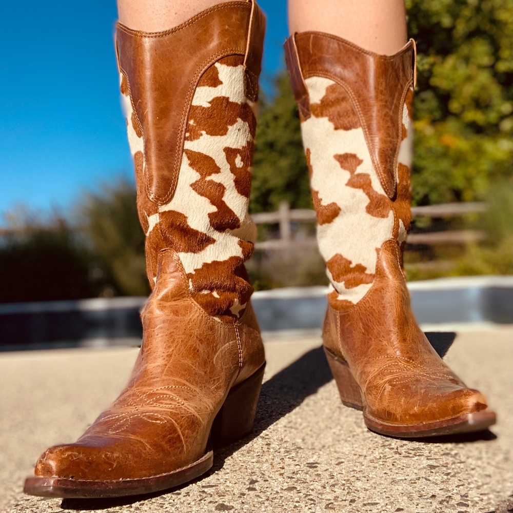 Cowhide Western Leather Boots Hair-on-Hide